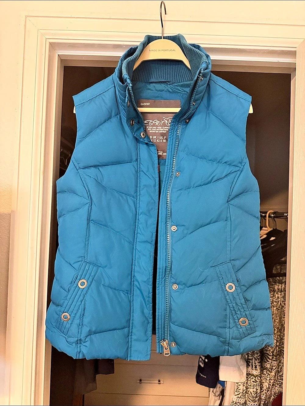 Vintage Esprit Puffer Vest in Blue Teal Large Like New